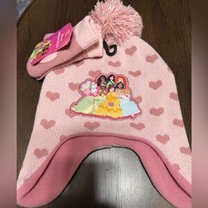Disney Pink Heart Knit Hat with Princesses